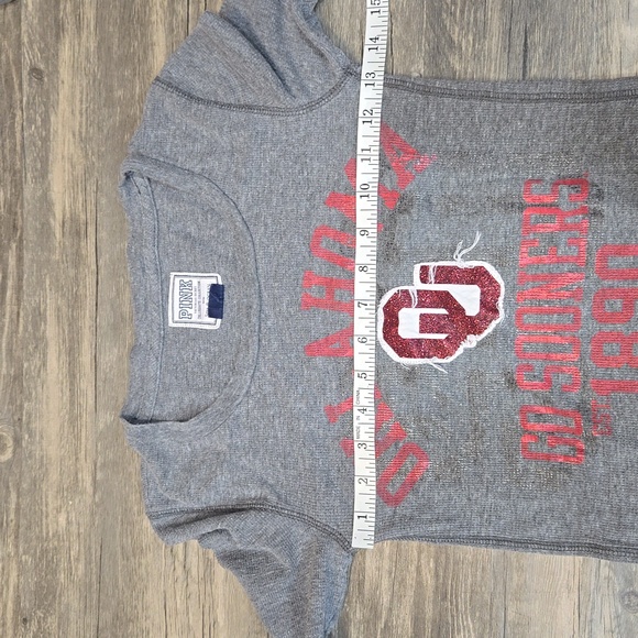 PINK X-Small Gray Collegiate OU Sooners Thermal Stretch Long Sleeve Shirt - Picture 7 of 9